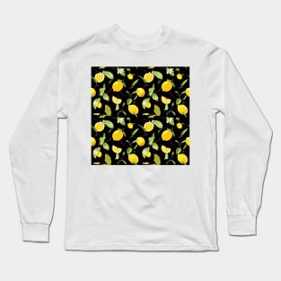 Watercolor Lemon & Leaves 3 Long Sleeve T-Shirt